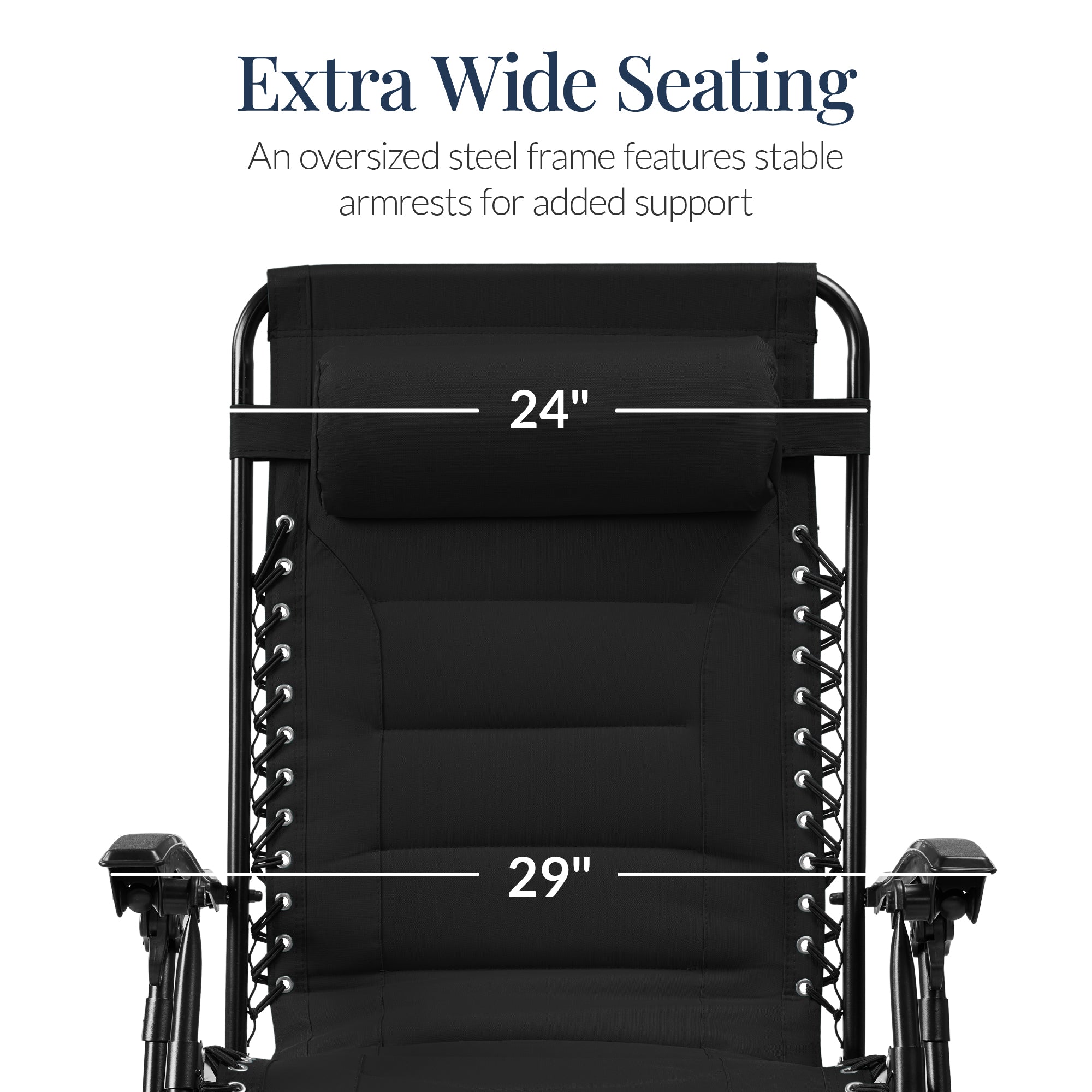 Oversized Padded Zero Gravity Chair, Folding Recliner w/ Headrest, Side Tray