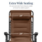 Oversized Padded Zero Gravity Chair, Folding Recliner w/ Headrest, Side Tray