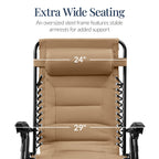 Oversized Padded Zero Gravity Chair, Folding Recliner w/ Headrest, Side Tray