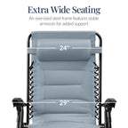 Oversized Padded Zero Gravity Chair, Folding Recliner w/ Headrest, Side Tray