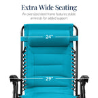 Oversized Padded Zero Gravity Chair, Folding Recliner w/ Headrest, Side Tray