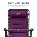 Oversized Padded Zero Gravity Chair, Folding Recliner w/ Headrest, Side Tray
