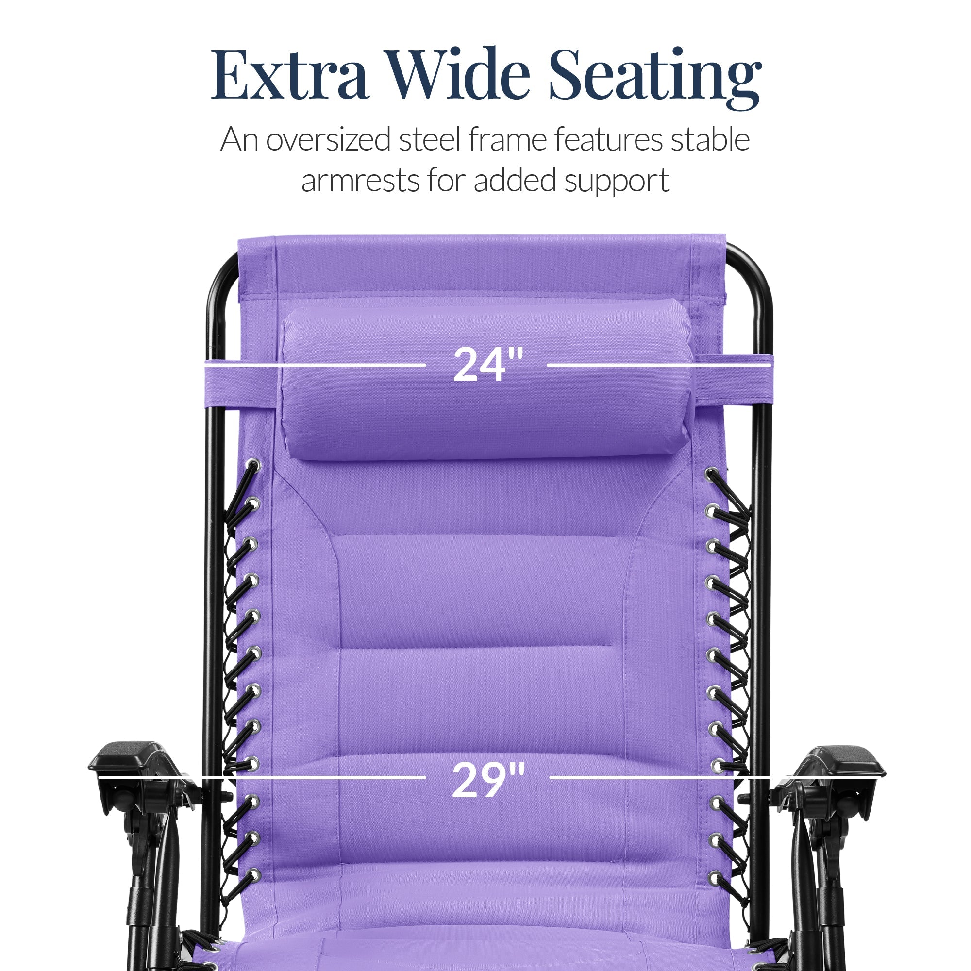 Oversized Padded Zero Gravity Chair, Folding Recliner w/ Headrest, Side Tray
