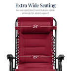 Oversized Padded Zero Gravity Chair, Folding Recliner w/ Headrest, Side Tray