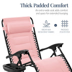 Oversized Padded Zero Gravity Chair, Folding Recliner w/ Headrest, Side Tray