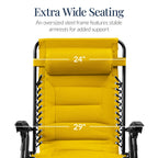 Oversized Padded Zero Gravity Chair, Folding Recliner w/ Headrest, Side Tray
