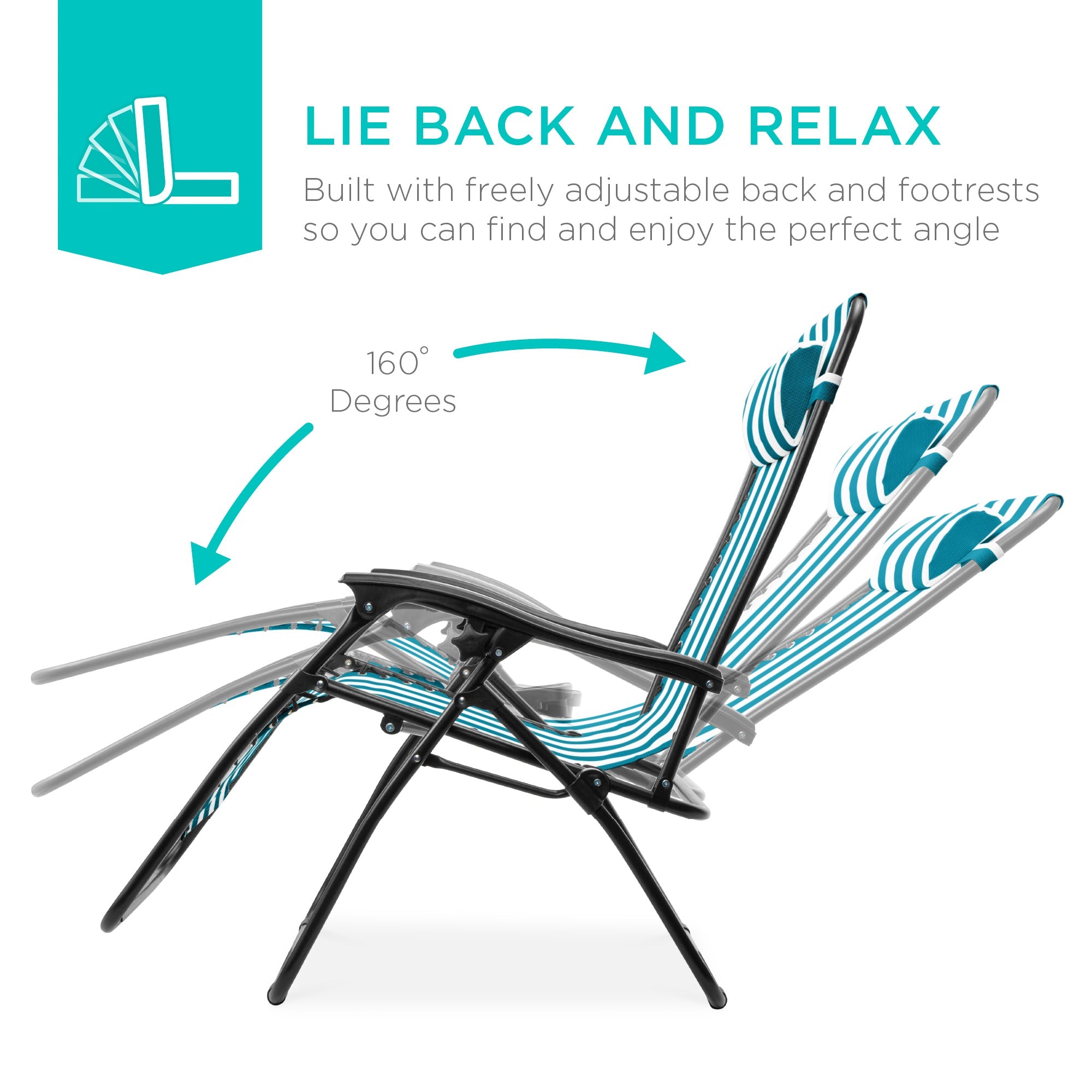 Set of 2 Adjustable Zero Gravity Patio Chair Recliners w/ Cup Holders