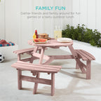 6-Person Circular Wooden Picnic Table w/ Umbrella Hole, 3 Benches