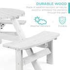 6-Person Circular Wooden Picnic Table w/ Umbrella Hole, 3 Benches