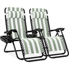 Set of 2 Adjustable Zero Gravity Patio Chair Recliners w/ Cup Holders