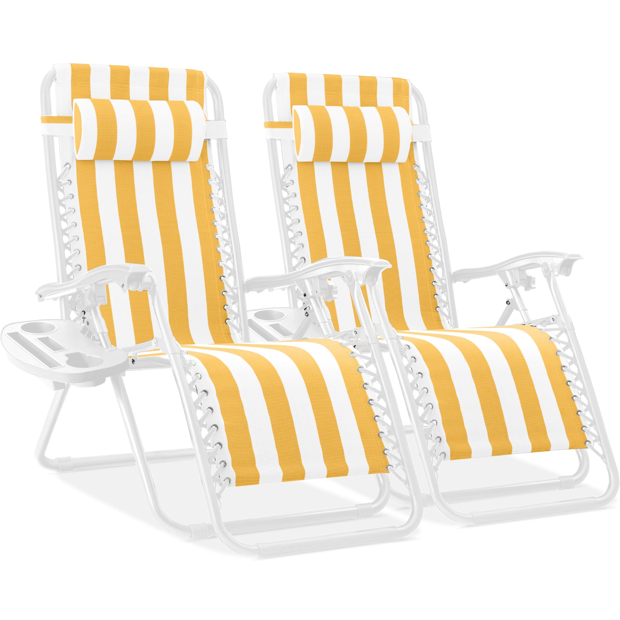 Set of 2 Adjustable Zero Gravity Patio Chair Recliners w/ Cup Holders