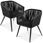 Set of 2 Outdoor Woven Wicker Patio Dining Chairs, 250lb Capacity