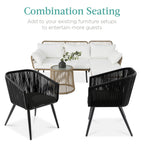 Set of 2 Outdoor Woven Wicker Patio Dining Chairs, 250lb Capacity