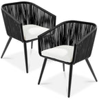 Set of 2 Outdoor Woven Wicker Patio Dining Chairs, 250lb Capacity
