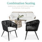 Set of 2 Outdoor Woven Wicker Patio Dining Chairs, 250lb Capacity