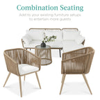 Set of 2 Outdoor Woven Wicker Patio Dining Chairs, 250lb Capacity