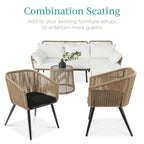 Set of 2 Outdoor Woven Wicker Patio Dining Chairs, 250lb Capacity