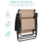 30" Wide Folding Zero Gravity Patio Lounge Chair w/Adjustable Canopy Shade