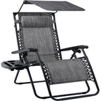 30" Wide Folding Zero Gravity Patio Lounge Chair w/Adjustable Canopy Shade