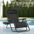 30" Wide Folding Zero Gravity Patio Lounge Chair w/Adjustable Canopy Shade