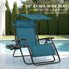 30" Wide Folding Zero Gravity Patio Lounge Chair w/Adjustable Canopy Shade