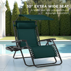 30" Wide Folding Zero Gravity Patio Lounge Chair w/Adjustable Canopy Shade
