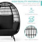 Wicker Egg Chair Oversized Indoor Outdoor Patio Lounger