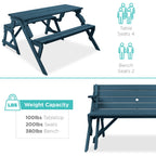 2-in-1 Outdoor Interchangeable Wooden Picnic Table/Garden Bench