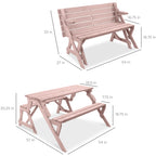 2-in-1 Outdoor Interchangeable Wooden Picnic Table/Garden Bench