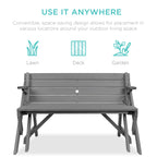 2-in-1 Outdoor Interchangeable Wooden Picnic Table/Garden Bench