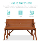 2-in-1 Outdoor Interchangeable Wooden Picnic Table/Garden Bench