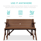 2-in-1 Outdoor Interchangeable Wooden Picnic Table/Garden Bench