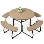 8-Person Circular Picnic Table w/ Umbrella Hole, 4 Benches