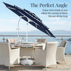 10ft 3-Tier Patio Market Umbrella White Pole, Push Button Tilt, Crank Lift