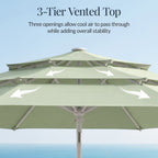 10ft 3-Tier Patio Market Umbrella White Pole, Push Button Tilt, Crank Lift