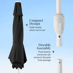 7.5ft Patio Market Umbrella with White Pole, Push Button Tilt and Crank Lift