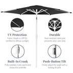 7.5ft Patio Market Umbrella with White Pole, Push Button Tilt and Crank Lift