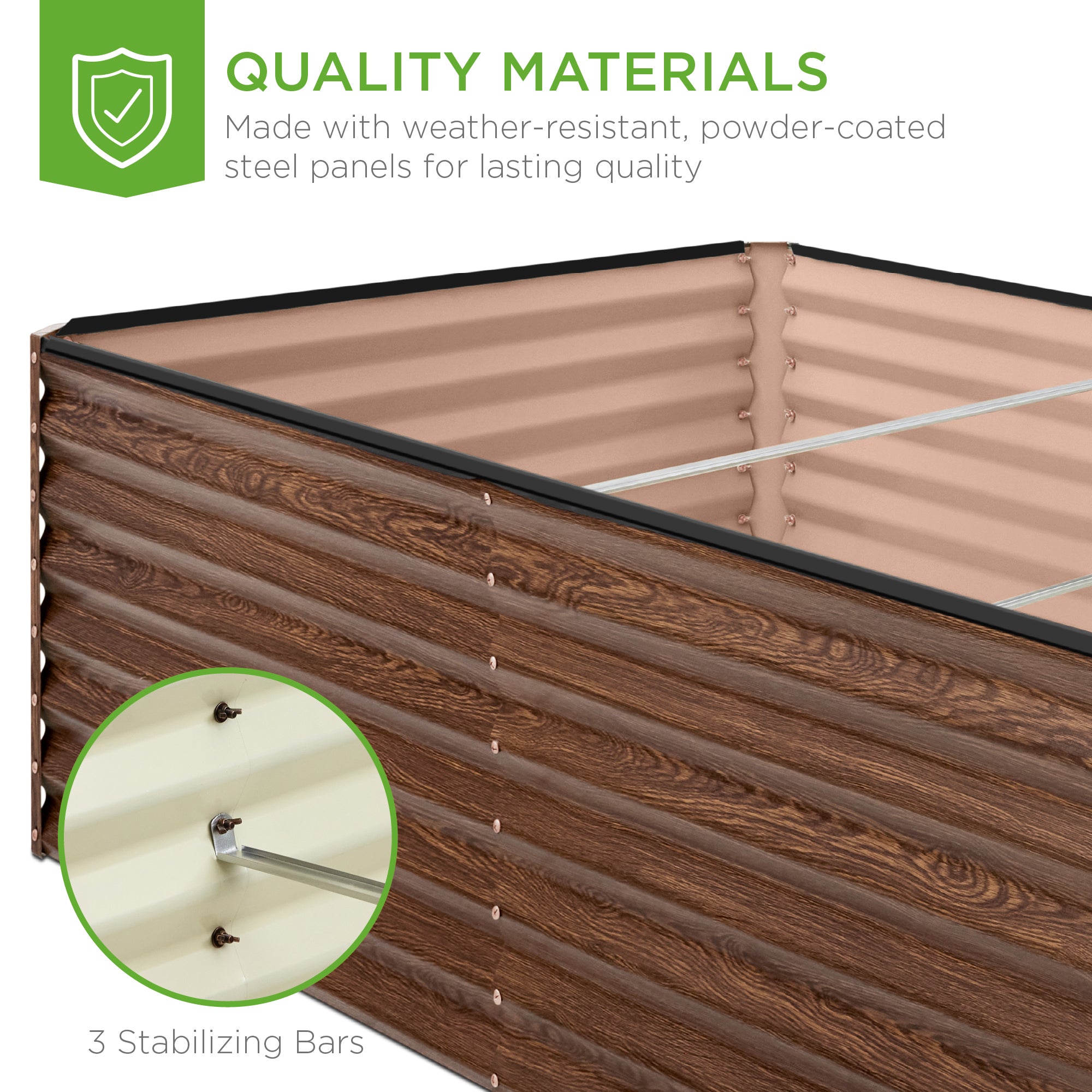 Outdoor Metal Raised Garden Bed for Vegetables, Flowers, Herbs - 8x4x2ft