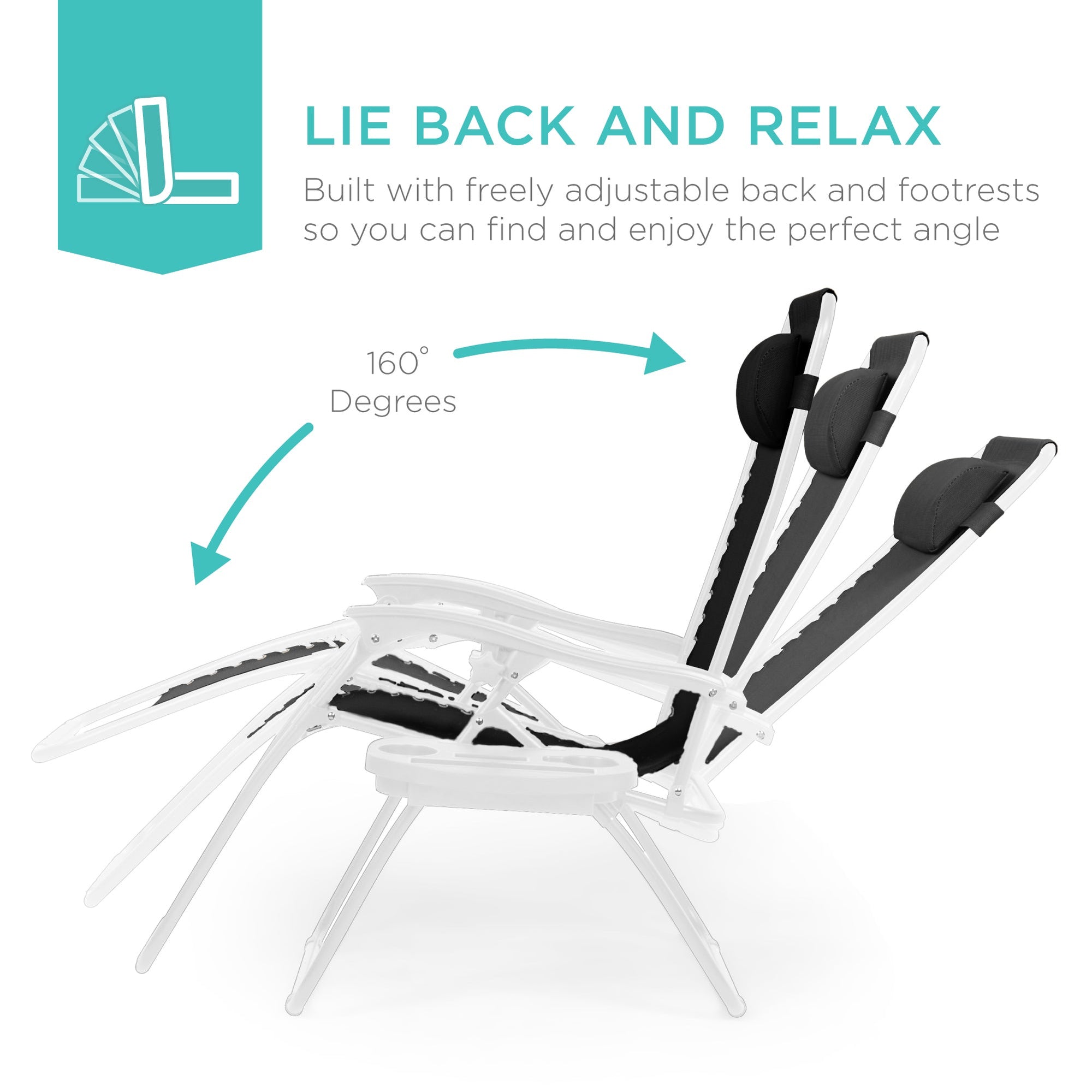 Set of 2 Adjustable Zero Gravity Patio Chair Recliners w/ Cup Holders