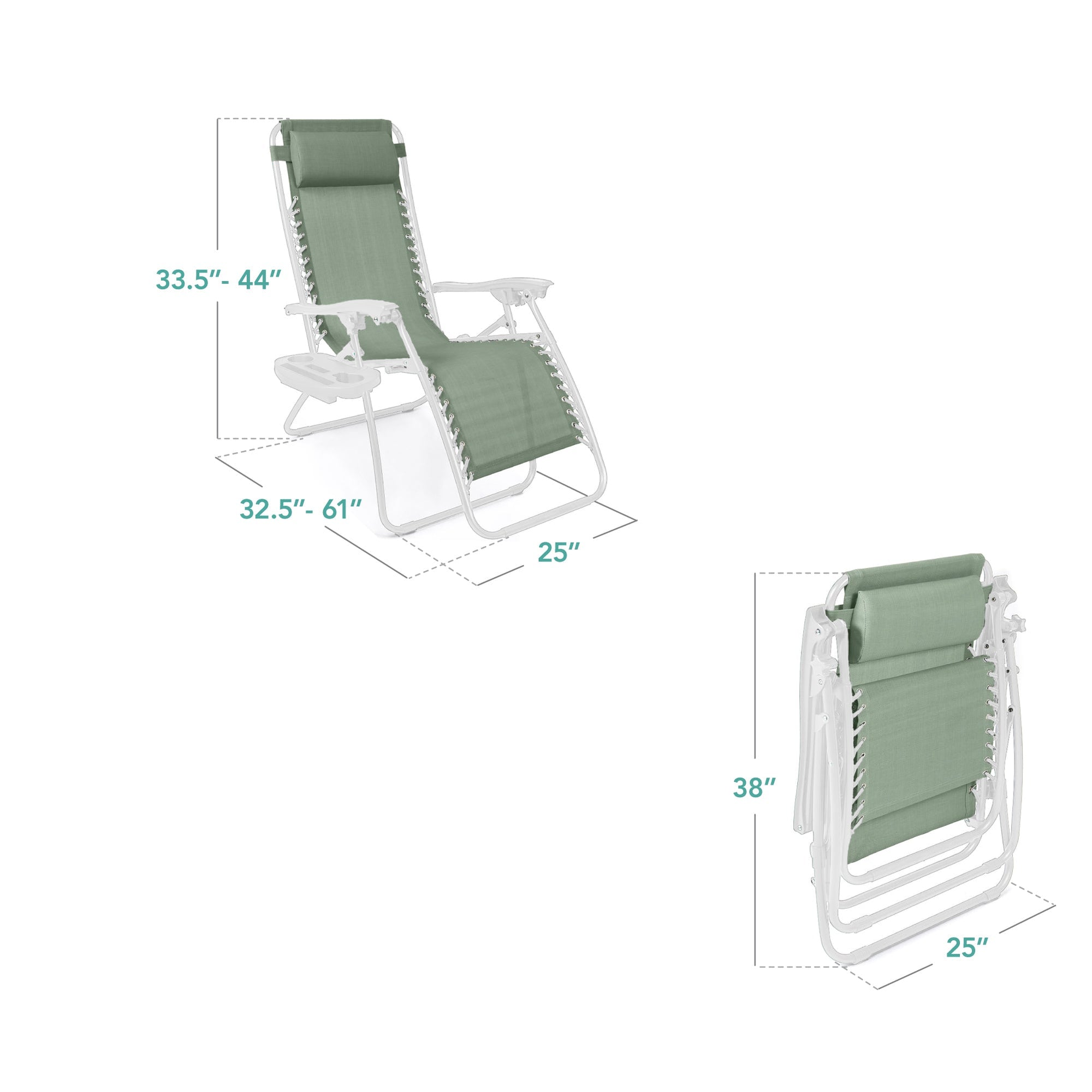 Set of 2 Adjustable Zero Gravity Patio Chair Recliners w/ Cup Holders