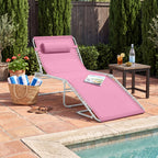 Portable Patio Chaise Lounge Chair Outdoor Recliner w/ Pillow