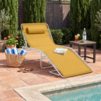 Portable Patio Chaise Lounge Chair Outdoor Recliner w/ Pillow