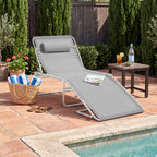 Portable Patio Chaise Lounge Chair Outdoor Recliner w/ Pillow