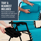 Set of 2 Extra Wide Adjustable Zero Gravity Patio Chair Recliners