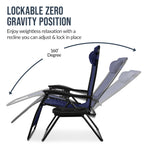 Set of 2 Extra Wide Adjustable Zero Gravity Patio Chair Recliners