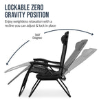 Set of 2 Extra Wide Adjustable Zero Gravity Patio Chair Recliners