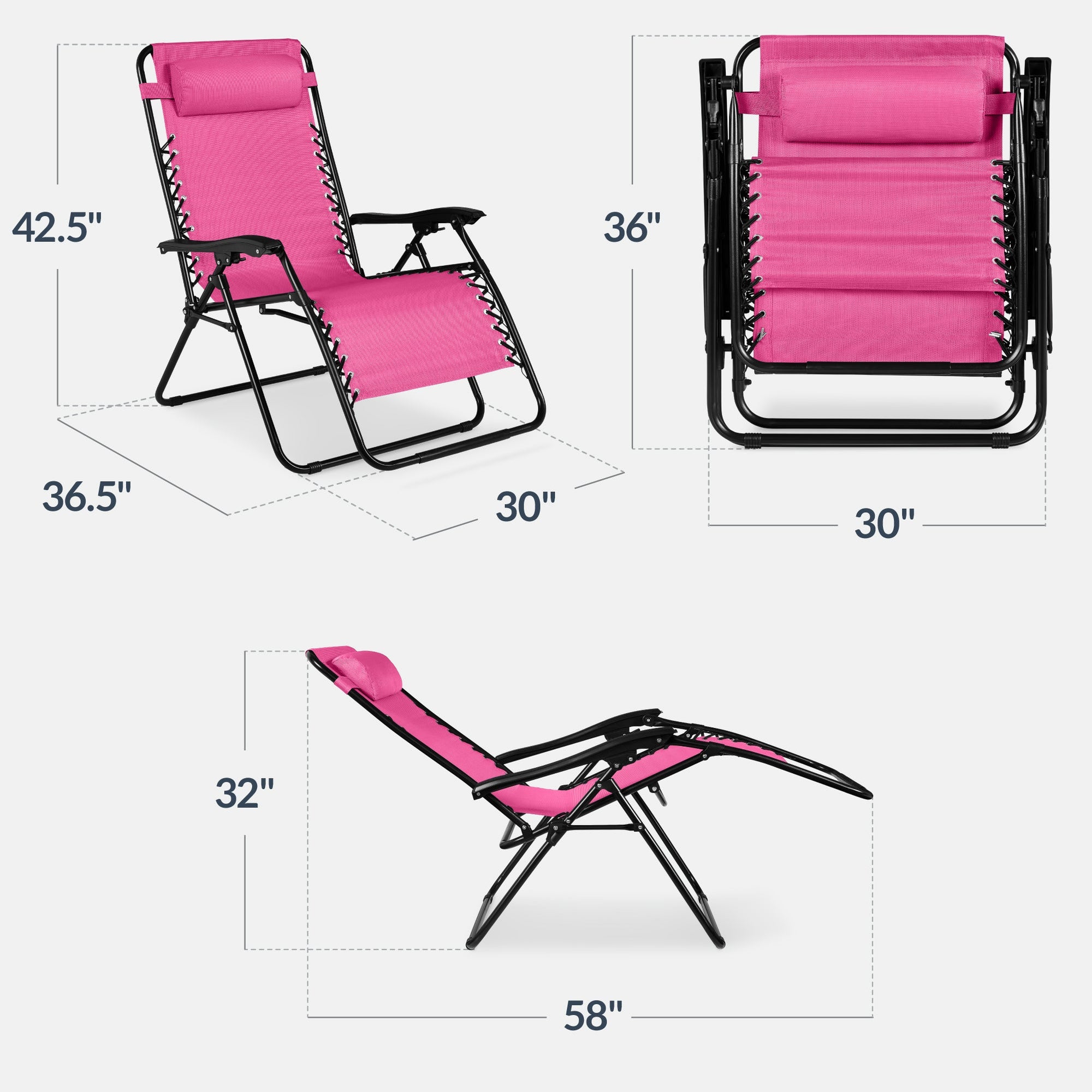 Set of 2 Extra Wide Adjustable Zero Gravity Patio Chair Recliners