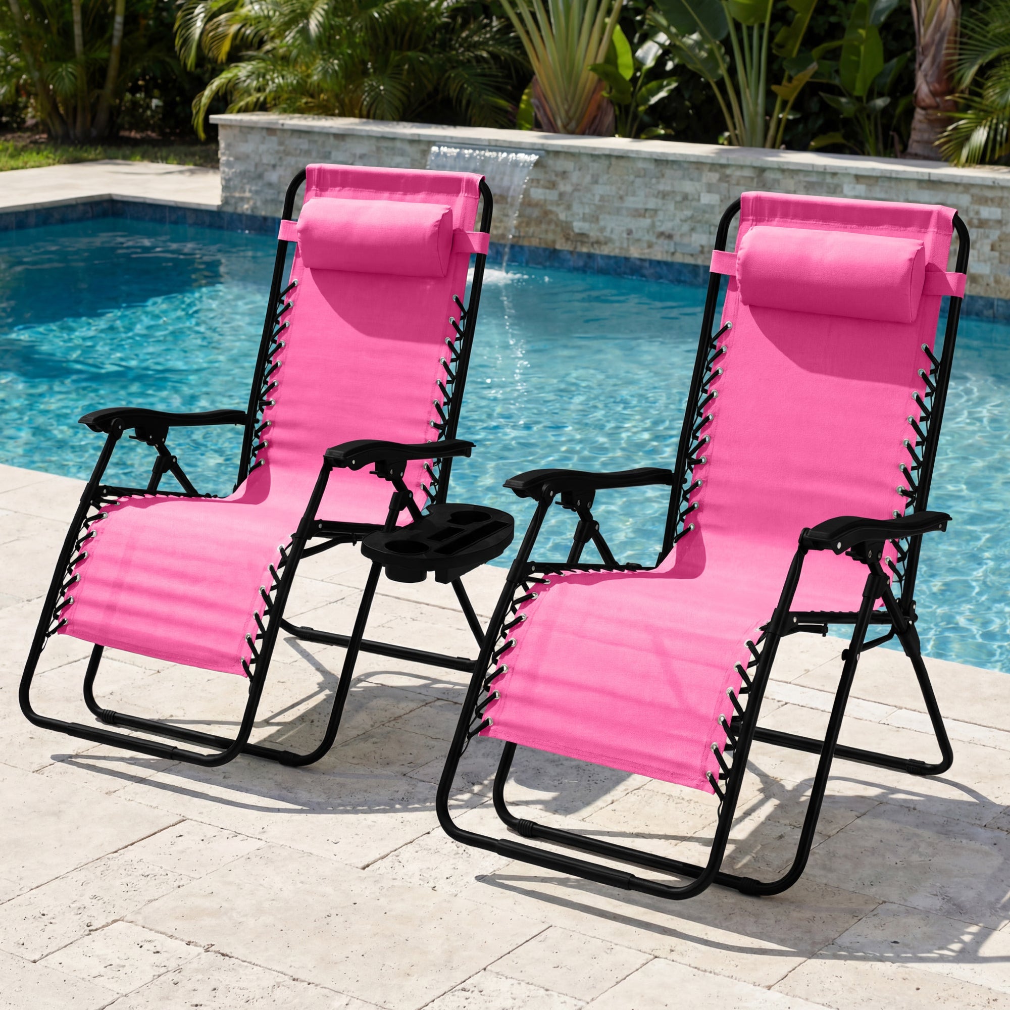 Set of 2 Extra Wide Adjustable Zero Gravity Patio Chair Recliners