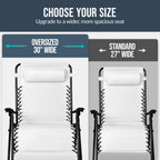 Set of 2 Extra Wide Adjustable Zero Gravity Patio Chair Recliners