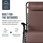 Set of 2 Extra Wide Adjustable Zero Gravity Patio Chair Recliners